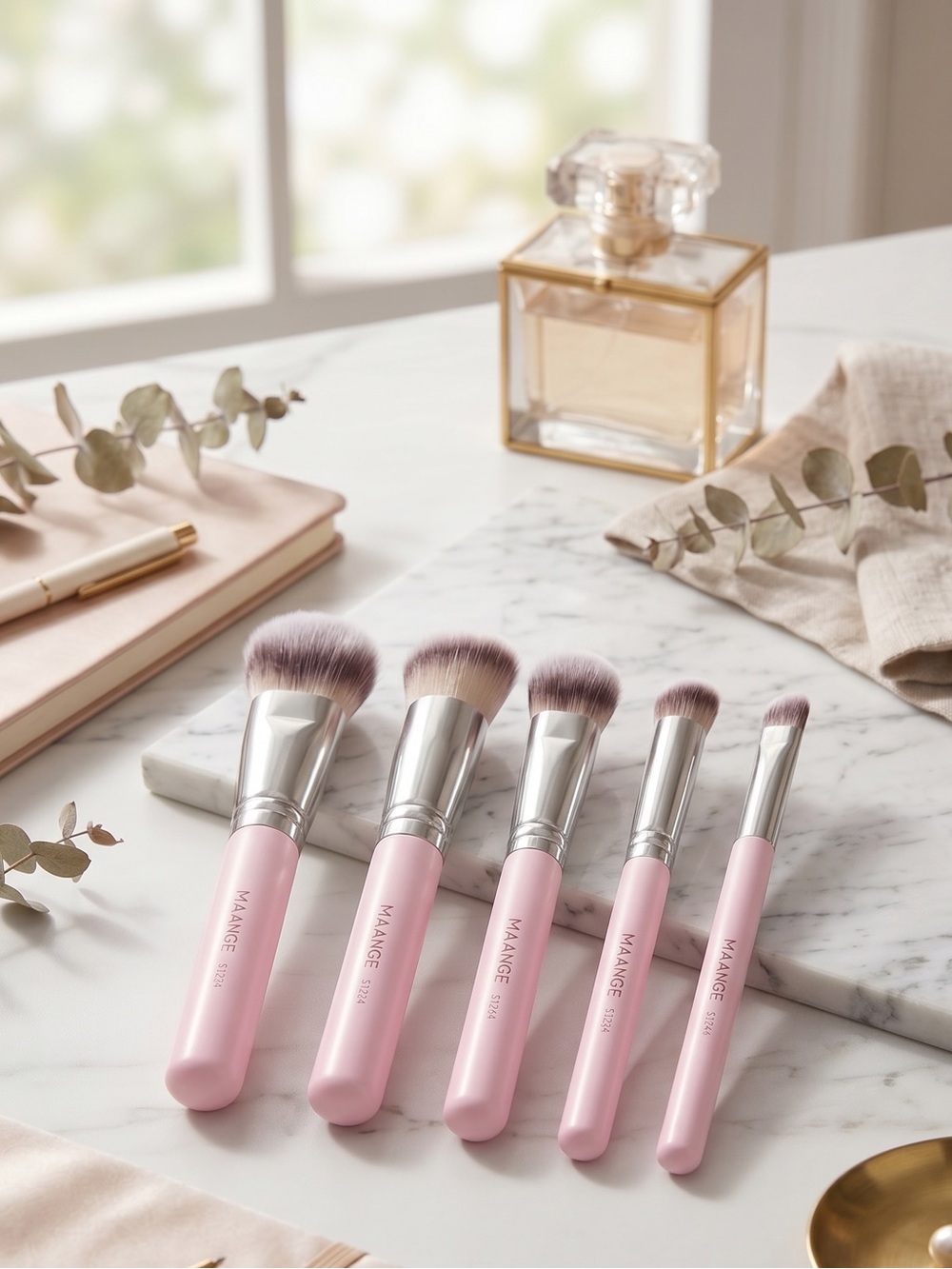 Maange Pink 5‑Piece Professional Makeup Brush Set
